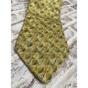 Brioni Tie Mens Silk Yellow Tan Geometric Necktie S Work Italy‎ All Over Print